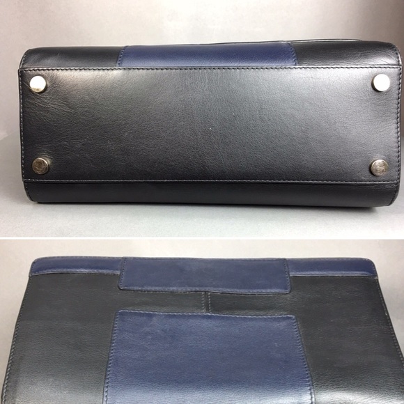 Max Mara Leather Satchel Purse J Bag Two Tone - Picture 8 of 8